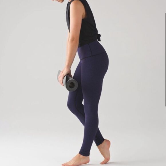 Lululemon Wunder Under Hi Rise Pant Legging Teeny Check Purple Cerulean Blue - Picture 1 of 13